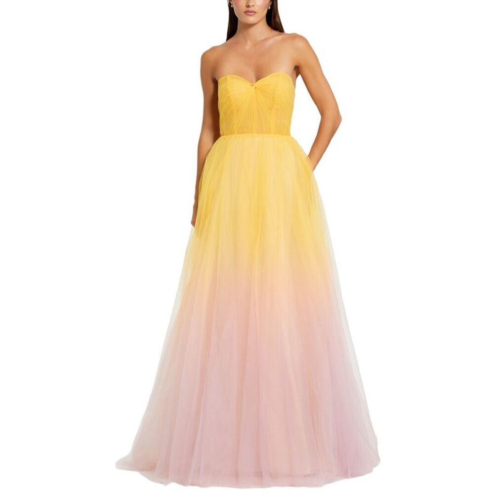 Mac Duggal Womens Sweetheart Ombre Tulle Ballgown, Pink